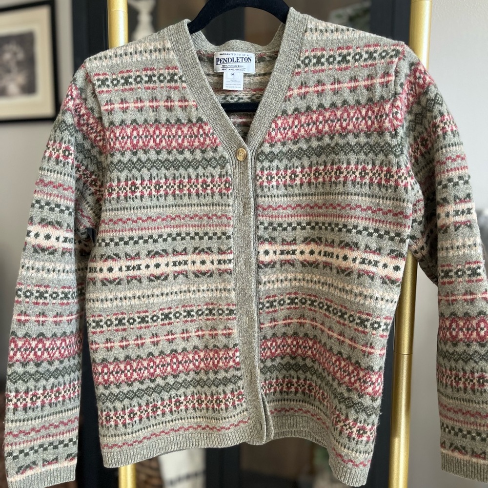 Pendleton Multicolor fair isle Patterned Cardigan - image 1